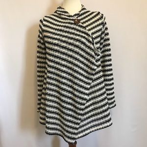 Bobeau one button wrap striped cardigan